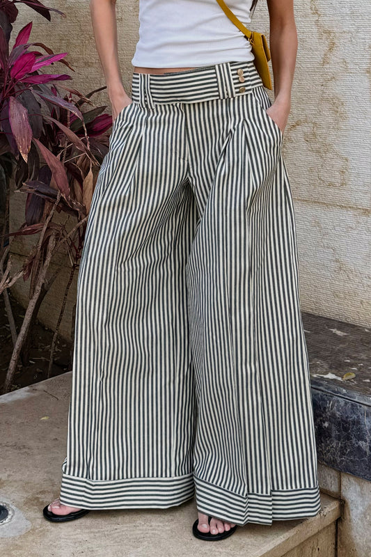 RESORTING PANTS – STRIPED LINEN