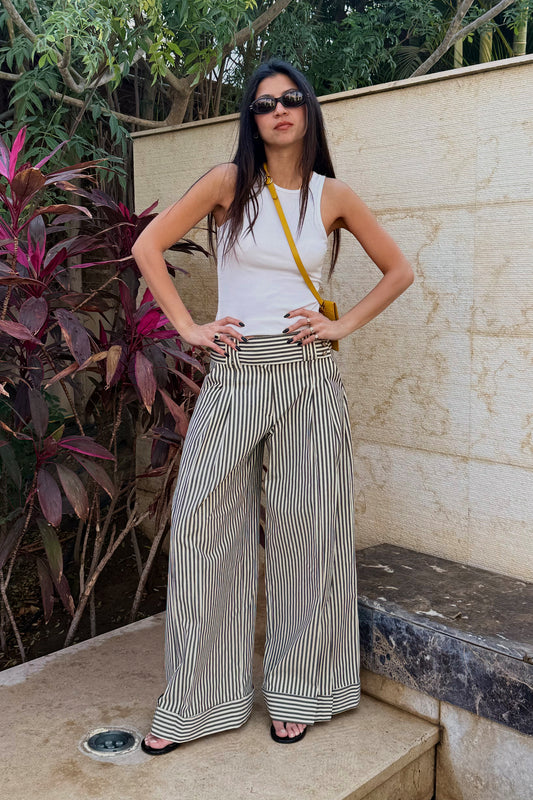 RESORTING PANTS – STRIPED LINEN