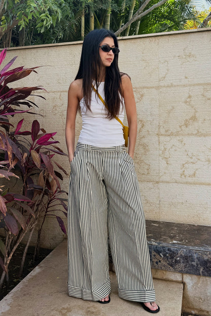 RESORTING PANTS – STRIPED LINEN
