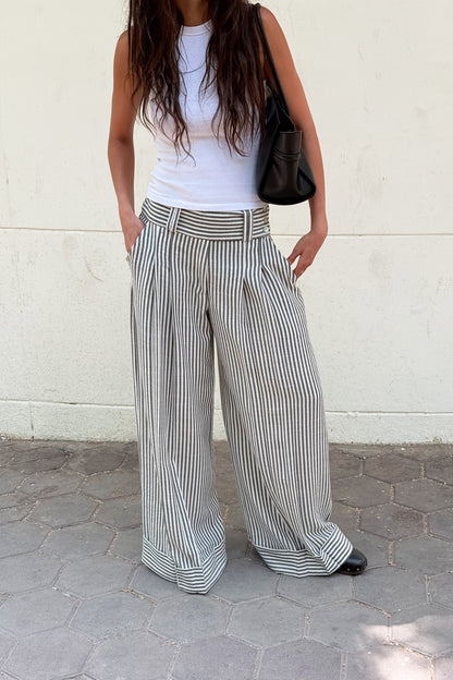 RESORTING PANTS – STRIPED LINEN